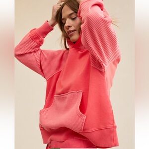 Aerie Bright Red Hoodie with waffle the Details size Large